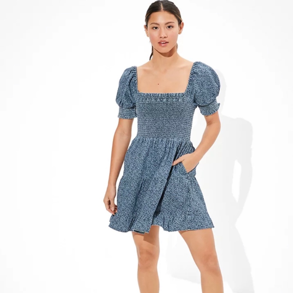 AE Picnic Pretty Puff-Sleeve Dress